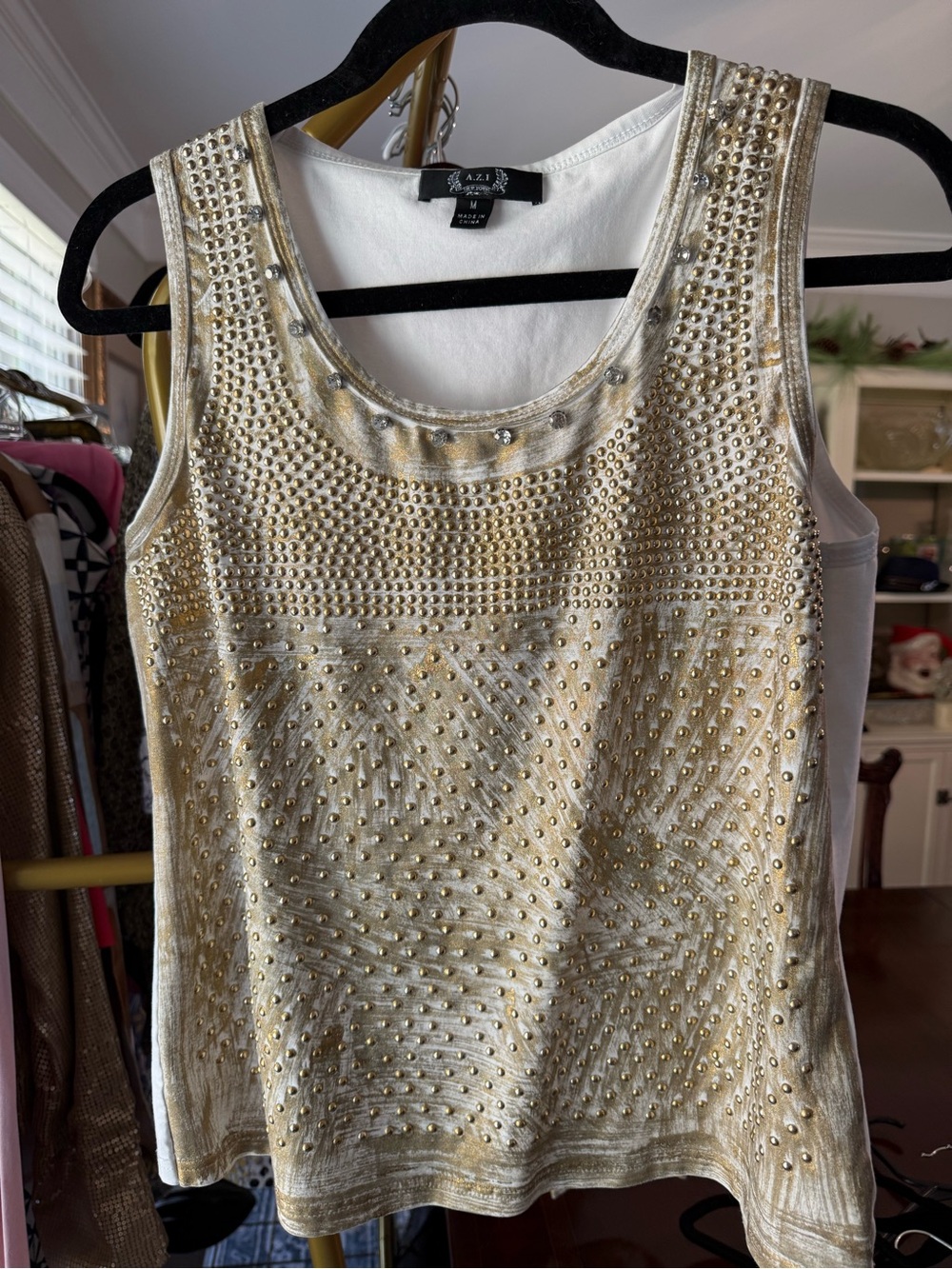 A.Z.I. Gold Studded Sleeveless Tank Top